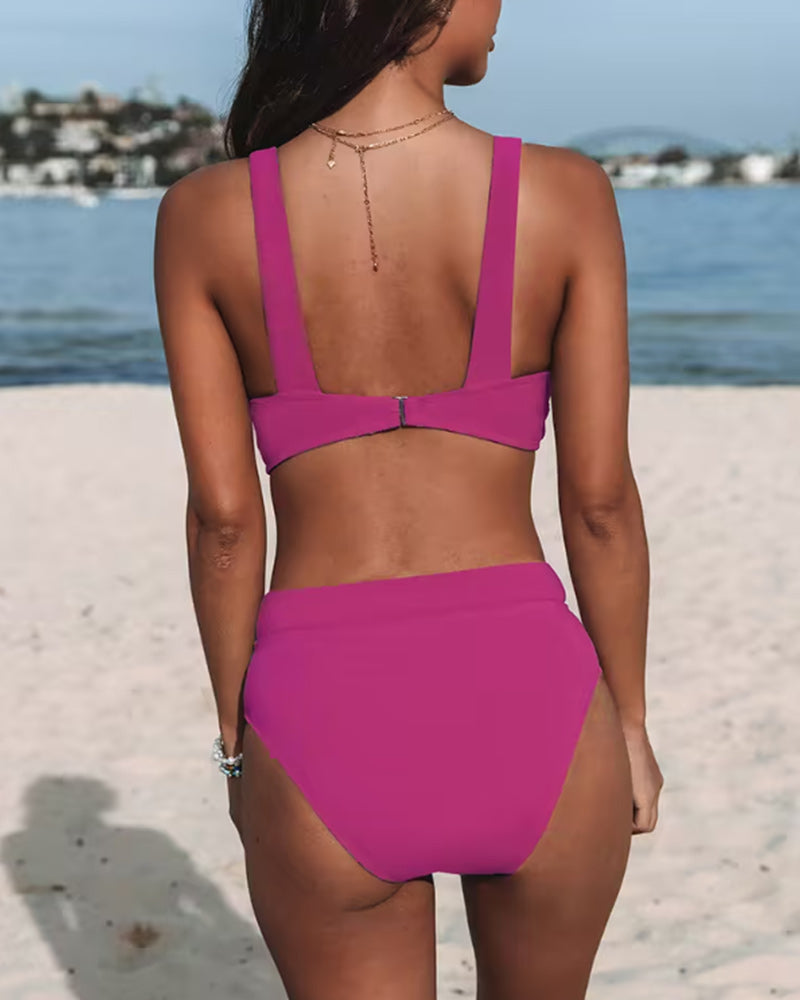 Gráinne | Plain High-Waisted Swimsuit